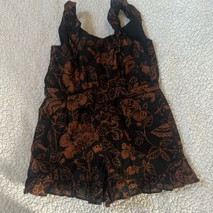 Janie and Jack Black and Brown Floral Jumpsuit